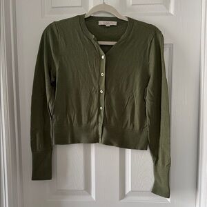 LOFT Olive Button-Up Cardigan
